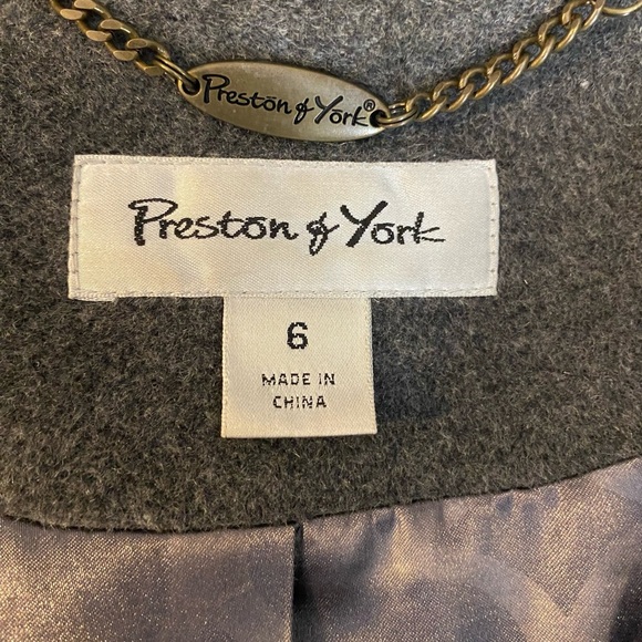 Angora/Wool Coat Preston & York Sz 6 Long Button Up Dark Grey Fully Lined - Picture 2 of 10